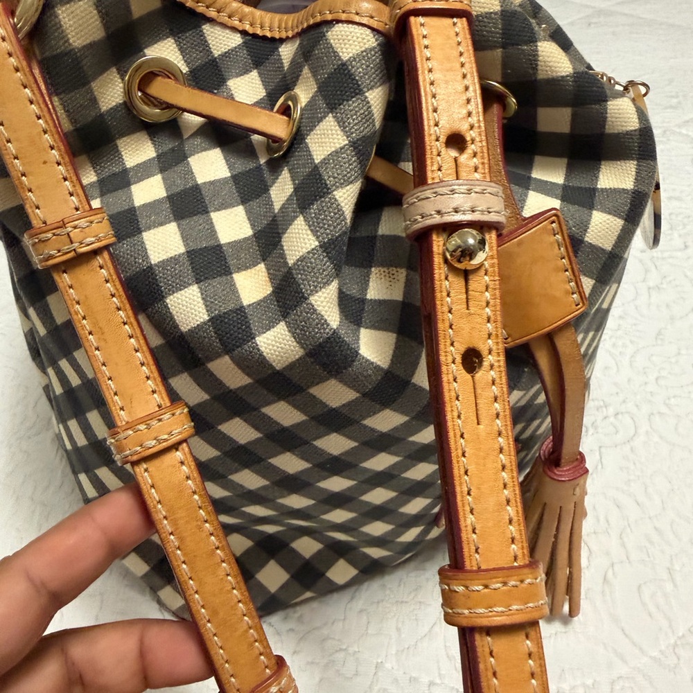Donney & Bourke Checkered Drawstring Bucket Bag - image 3
